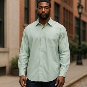 Joseph Abboud Men's Light Green XL Dress Shirt Long Sleeves Regular Fit Non-Iron